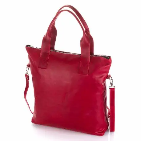 Skórzana torba shopper bag baleine r109 czerwona