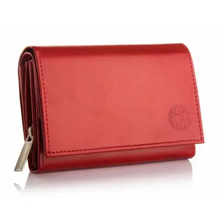 Skórzany damski mały portfel betlewski bpd-dz-11 czerwony