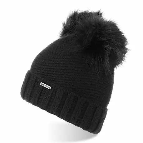 Damska czapka zimowa z polarem i pomponami brodrene cz22 czarna
