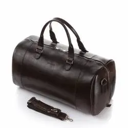 Elegancka torba podróżna skórzana walizka brodrene r30 ciemny brąz