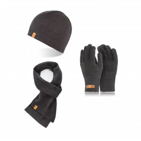 Komplet zimowy brodrene czapka cz1 + szalik s1 + rękawiczki r1 ciemnoszary