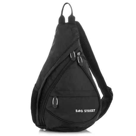 Modny czarny plecak sportowy na jedno ramię bag street