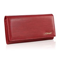 Czerwony portfel damski ze skóry lakierowanej