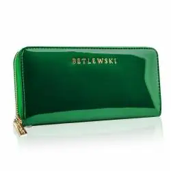 Skórzany zielony portfel damski betlewski duży rfid