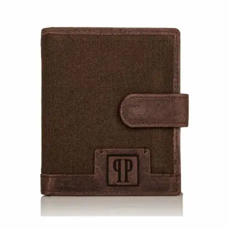 Brązowy portfel pionowy z patką RFID paolo peruzzi
