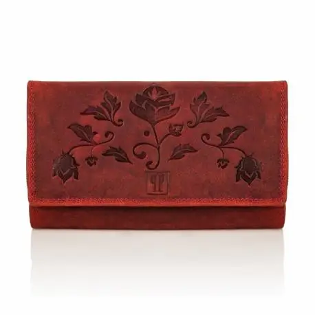 Skórzany czerwony portfel damski rfid t-05 paolo peruzzi