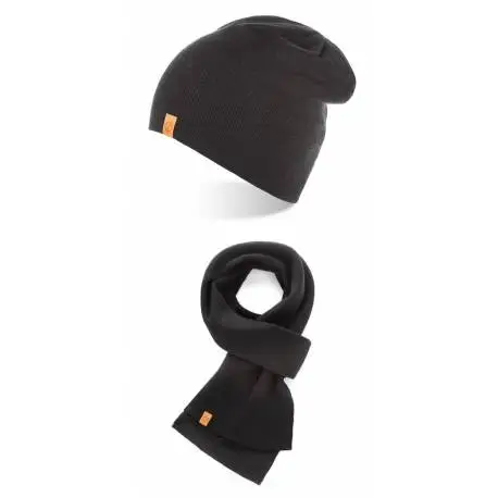 Czarny zestaw męski zimowy szalik czapka smerfetka