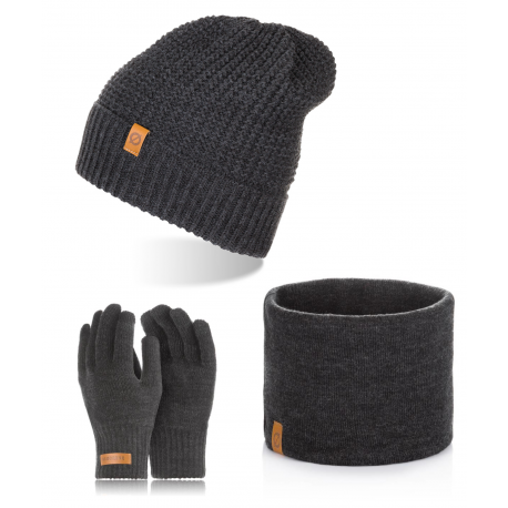 Komplet męski zestaw na zimę czapka komin rękawiczki
