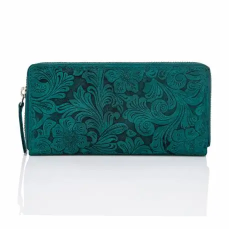 Zielony modny portfel damski w kwiaty paolo peruzzi