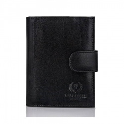 Elegancki czarny portfel męski skórzany