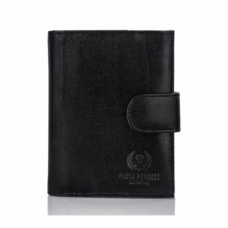 Elegancki czarny portfel męski skórzany