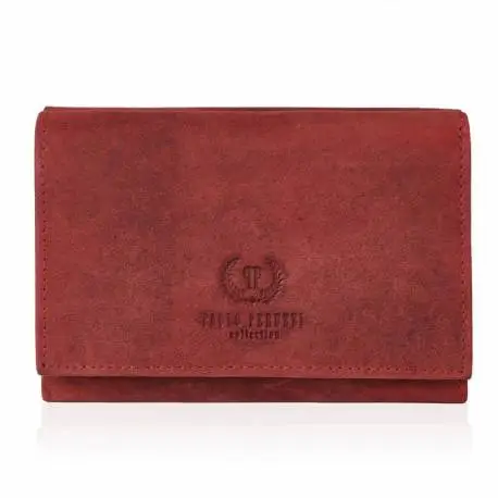 Skórzany portfel czerwony vintage damski paolo peruzzi