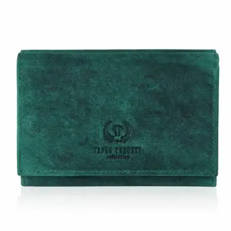 Modny portfel skórzany damski vintage zielony