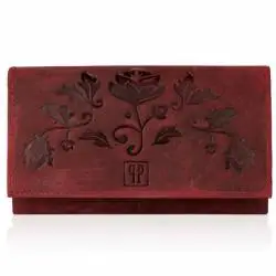 Duży portfel damski czerwony skórzany