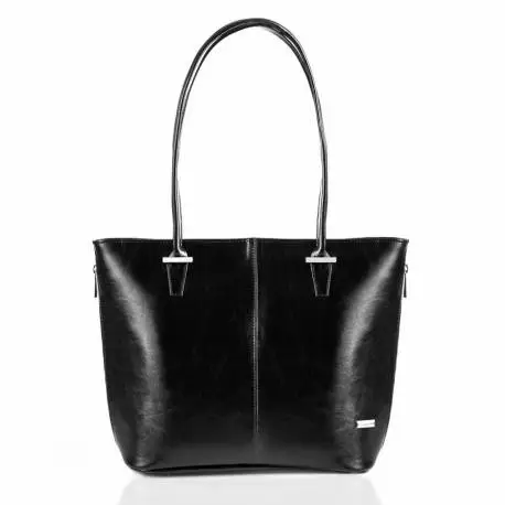 Elegancka damska torebka shopper bag czarny skórzany
