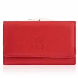 Skórzany czerwony damski portfel portmonetka