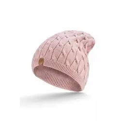 Różowa czapka smerfetka damska cz45 brodrene