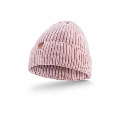 Ciepła różowa czapka damska zimowa cz43 brodrene