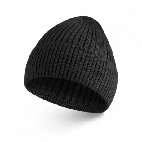 Zimowa czapka męska wywijana czarna