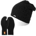Komplet czarna czapka cz25 + rękawiczki r2 brødrene