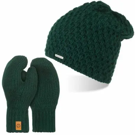 Komplet zimowy butelkowa zieleń czapka cz25 + rękawiczki r2