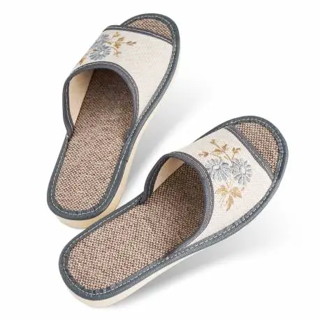 Damskie pantofle slippers flower beżowe