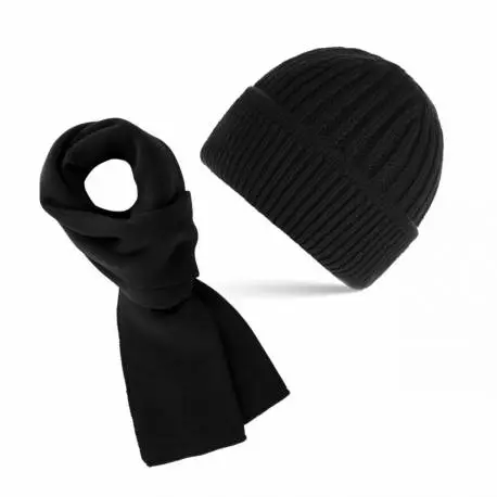 Komplet zimowy męski czarny zestaw czapka szalik Paolo Peruzzi