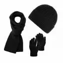 Zestaw zimowy męski czarny komplet czapka szalik rękawiczki Paolo Peruzzi