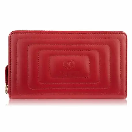 Damski portfel skórzany czerwona pojemna kopertówka Paolo Peruzzi