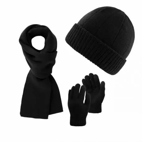 Komplet męski zimowy czapka komin rękawiczki zestaw czarny Paolo Peruzzi