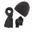 Komplet męski zimowy czapka szalik rękawiczki zestaw szary Paolo Peruzzi