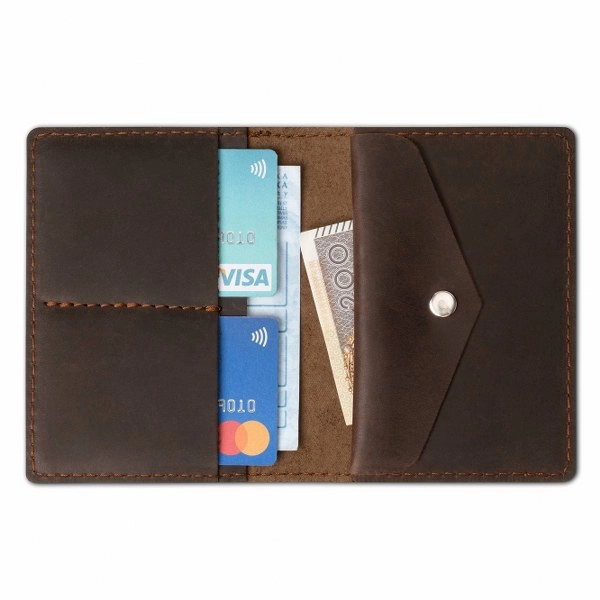 Cienki Portfel Męski Brodrene Slim Wallet  SW08 Ciemny Brąz