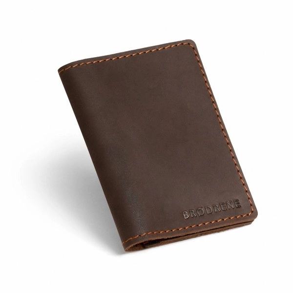 Cienki Portfel Męski Brodrene Slim Wallet  SW08 Ciemny Brąz